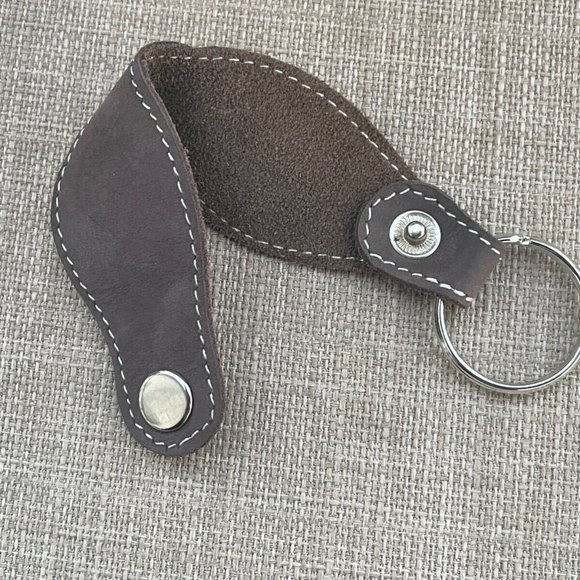 Key Chain Brown Genuine Leather Keys Holder Detachable to belt Keyrings - Picture 3 of 9